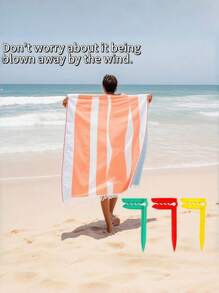 SHEIN 4 件装防风沙滩浴巾夹塑料安全紧固件可调节夹子适用于露营垫野餐毯衣柜收纳整理器便携式配件 - 彩色 - 查看 2