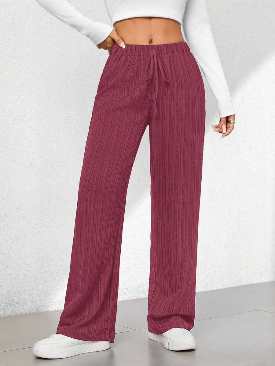 SHEIN PETITE Quần Capri ống rộng họa tiết thoải mái mùa hè - Bụi hồng - Xem 1