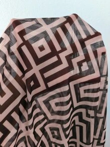 Bonvoyette Women's Vacation Geometric Print Side High Slit Cover-Up & Mini Skirt Set For Summer