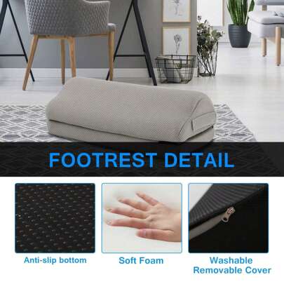 SHEIN Ergonomic Foot Rest Stool - Adjustable Height, Washable Cover, Versatile For Car, Home, Office, And Under Desk Use - Comfortable Support For Tired Feet