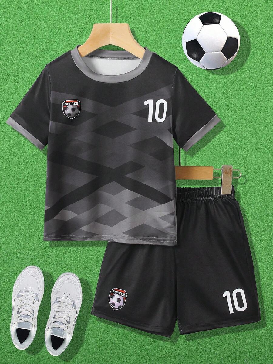 2pcs/Set Young Boy's Summer Fitness, Running, Outdoor Sports, Casual Soccer Training Outfit, Back To School Season