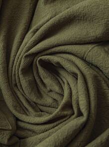 Rusticease 大码女式夏季休闲度假圆领短袖纯色军绿色口袋连衣裙 - 軍綠色 - 查看 8