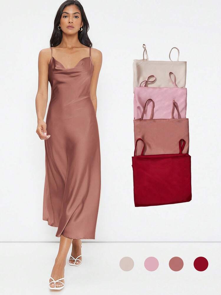 shein silk slip dress SHEIN Satin Floral Lace Cami Slip Dress