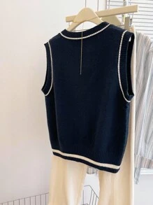 INAWLY 女士休闲撞色针织背心 - 彩色 - 查看 2