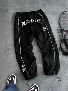 Manfinity Sport Corelite Quần thể thao in chữ viền tương phản dành cho nam - màu đen - Xem 3