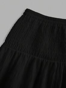 SHEIN MOD Váy nữ màu đen trơn đơn giản tối giản, thích hợp cho mùa xuân, hè, thu - màu đen - Xem 3