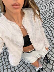 Siren Gaze Retro-Chic Back-To-School Style Female Teacher, Suitable For Women To Wear In Winter And Autumn. French-Style Elegant Short Coat, Patchwork Design, Also Suitable For Petite Figures. 2025 Autumn New Arrival. Casual - Apricot - View 7