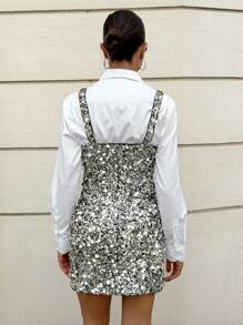 Siren Gaze Beads And Sequins Dresses For Wedding Guest Christmas Clothes Fall Dresses For Women Suspender Sequined Black And Silver Double-Layer Knitted Micro-Elastic Zipper Skirt Old Money Style Back To School Teacher Outfits For Women Winter Clothes For Women Autumn Clothes  Women Mini Dresses