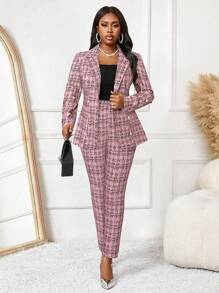 Fleurora 2025 New Autumn And Winter Elegant Pink Knitted Lapel Button Long Sleeve Plus Size Fluffy Coats Fall Clothes For Women - Pink - View 6