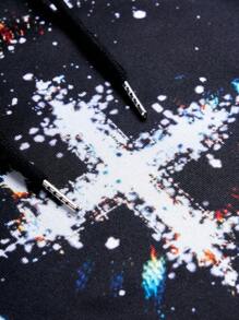 Manfinity EMRG Áo hoodie tay loe cỡ lớn họa tiết mắt cổ điển, áo hoodie chui đầu màu đen - màu đen - Xem 6