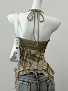 Attitoon 女式拼接树枝印花圆形连接时尚挂脖背心 - 彩色 - 查看 3