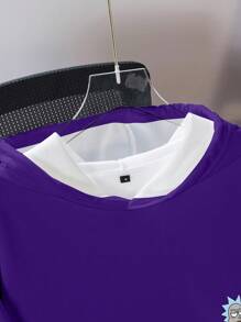 Rick and Morty X SHEIN Men's Cartoon Figure Graphic Purple Hoodie Sweatshirt - White - View 3