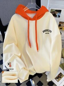 SHEIN Sudadera con capucha para mujer, minimalista y de moda, adecuada para graduación de verano, regreso a la escuela, graduación, maestro, sudadera de regreso a la escuela en otoño - Naranja - Ver 6