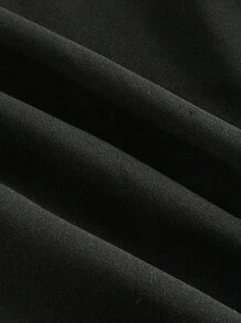 SHEIN MOD Quadratischer Ausschnitt, Gigot-Ärmel, Rüschenkante, Strass-Dekor, schwarzes A-Linien Kleid