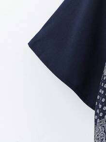 Rusticease 大码女式休闲腰果印花圆领宽松短袖连衣裙，度假风