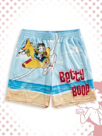 Betty Boop | ROMWE Letter & Cartoon Figure Graphic Pocket Shorts, Summer
