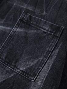 ROMWE MEN Street Life 男士休闲水洗牛仔衬衫，夏季 - 橘色 - 查看 3