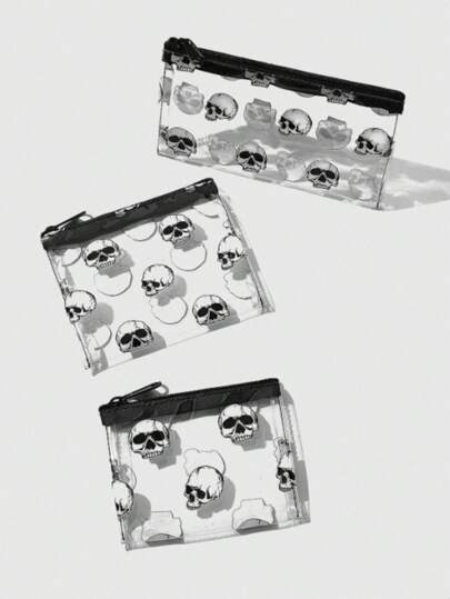 Grunge Punk 1 pieza Bolsa de cosméticos de moda con forma transparente de PVC, estilo punk gótico