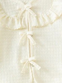 Girls' Pink Knitted Cardigan With Bow, Long Sleeve - Pink - View 3