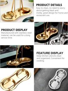 Titanium-Plated Multi-Color Stainless Steel Soup Spoon And Hot Pot Spoon Holder, Western Minimalist Kitchen Strainer Rack Organizer, Multi-Purpose Utensil Stand - Multicolor - View 7