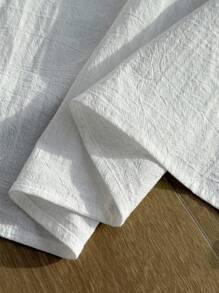 Comfortcana 大码女式前系带短袖白衬衫 - 白色 - 查看 7