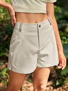 In My Nature Women's Solid Color Button Casual Versatile Daily Outdoor Shorts - Light Grey - View 5