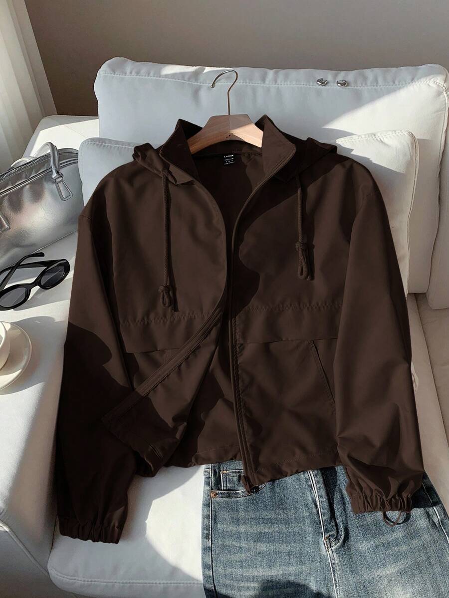 Comfortcana 女士梭织防晒夹克，春夏秋冬 - 棕色 - 查看 1