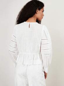 Maija Áo sơ mi dài tay trơn cho nữ, đơn giản & thời trang, phù hợp cho mùa hè - trắng - Xem 2