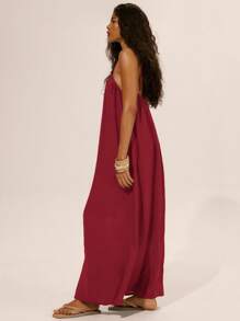 Musera Resort 亚麻吊带宽松咕噜长裙春夏伊比沙岛装扮，假日，可爱，浪漫，节日，度假沙滩装，海滩秋冬圣诞节