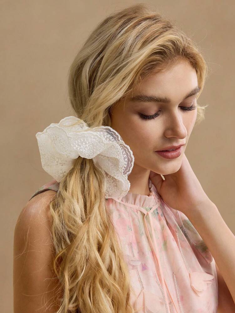 1PC FRENCH LACE NET MESH SCRUNCHIE