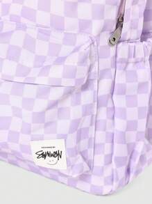 SUMWON Stylish Checkerboard Pattern School Backpack Essential Daily Student Bag With Two Adjustable Straps And Front Pocket For Organization Kids Children Teens - Mauve Purple - View 5