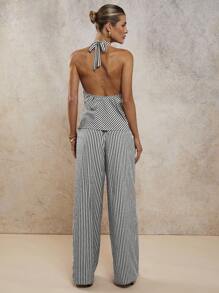 COSMINA 女士优雅度假条纹露背两件套，春夏