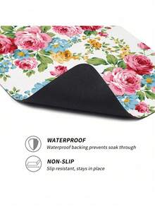 1pc Simple And Fresh Style Plants And Flowers Washing Machine Dust Cover Pad,Countertop Absorbent Table Mat,Absorbent & Quick-Dry Fridge Mat, Microwave Oven Dust Cover,Soft Diatom Mud Drainage Pad,Non-Slip Super Absorbent And Wear-Resistant Dish-Washing Dry Pad, Modern Washing Machine & Dryer Top Cover,Suitable For Laundry Room And Kitchen - Multicolor - View 5