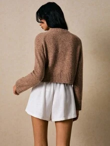 Poéselle Women's Fashion Romantic Retro Elegant Simple Versatile Knit Pullover Sweater In Fall/Winter - Camel - View 5