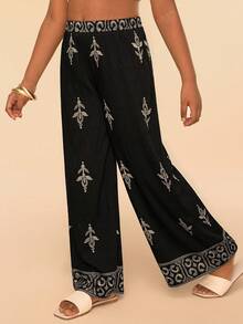 Travachic KIDS 夏季女童花卉印花休闲黑色裤子 - 黑色 - 查看 3