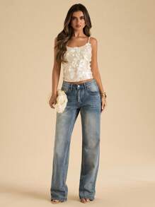 SHEIN BAE Summer Beach Sequin White Top,Party, Sequin Tank Top,Halter Top - White - View 6