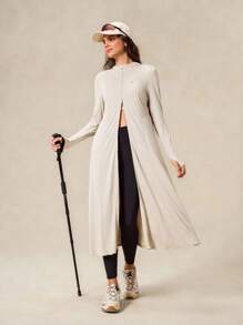 OutZeal Damska kurtka przeciwsłoneczna z filtrem UV UPF50+, szybkoschnąca, dopasowana, długa, outdoorowa, z maską, na co dzień, na co dzień - Kolor khaki - Zobacz 12