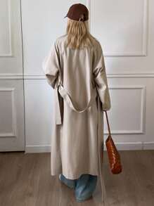 DAZY 女士立领宽松长款收腰休闲风衣外套，秋季女装