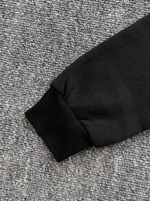 Manfinity Dauomo Áo hoodie họa tiết minh họa hình người cho nam, áo nỉ dài tay tối giản nhiều màu sắc thoải mái, quà tặng cho người hâm mộ bóng rổ - màu đen - Xem 4