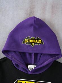 Batwheels X SHEIN Young Boy Casual Daily Contrast Color Car Pattern Hoodie Hoodies For Boys Boys Sweatshirts