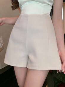 DAZY Women's Solid Color Straight Leg Shorts, Autumn - Apricot - View 6