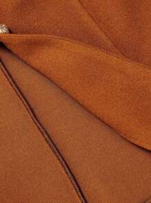 SHEIN MOD Vintage Elegant Contrast Color Lapel Blazer, Brown Blazer In Fall/Winter - Brown - View 11