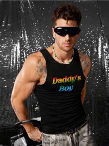 FeverCity Áo ba lỗ in hình "DADDY'S BOY" thường ngày cho nam của Fever City, mùa hè - màu đen - Xem 6