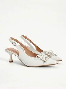 CUCCOO CHICEST Women's Pointed Toe Flats With 3D Bow Decor, Mesh Fabric, Elegant And Charming, Vintage Classic Black Lace Mesh Backless High Heel Pumps, Suitable For Date, Afternoon Tea, Romantic Party, Valentine's Day, Commute