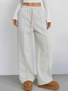 SHEIN PETITE Women's Fall Pebble Detail Straight-Leg Sweatpants Graduation,Back To School Outfits,Graduation,Teacher Outfits For Women,Back To School
