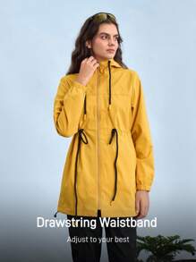 In My Nature 女士休闲抽绳腰带连帽户外夹克休闲夹克前拉链长款夹克、中长款夹克、户外夹克、户外风衣夹克、户外休闲夹克、深橙色夹克、亮橙色夹克、户外徒步夹克、女士日常休闲夹克、女士跑步夹克、防晒夹克、运动服夹克、秋季外套、保暖夹克、户外徒步夹克、多功能夹克、带口袋的户外徒步夹克外套、厚夹克保暖、软壳夹克、冬季夹克保暖厚款保暖夹克 - 黃色 - 查看 4