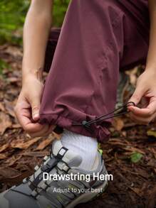 In My Nature Women's Casual Drawstring Waist Outdoor Pants Hiking Pants Cargo Trousers Cherry Red Pants, Wide Leg Pants High Waisted Sport Pants Elastic Waist Pants Baggy Pants Hiking Outdoor Running Climbing Camping, Windproof, Water Repelling Windbreaker Pants, Parachute Pants Women Cargo Pants Wide Leg Workout Pants Women Hiking Pants Baggy Gym Pants - Rust Brown - View 4