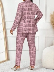 Fleurora 2025 New Autumn And Winter Elegant Pink Knitted Lapel Button Long Sleeve Plus Size Fluffy Coats Fall Clothes For Women - Pink - View 2