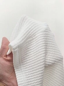 Amplova 女式纯色人造毛皮拼布高领长袖修身迷你连衣裙 - 白色 - 查看 7