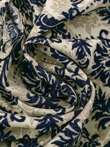 Rusticease Plus Size Holiday Casual Bat Wing Print Shirt And Pants 2pcs Set - Navy Blue - View 6